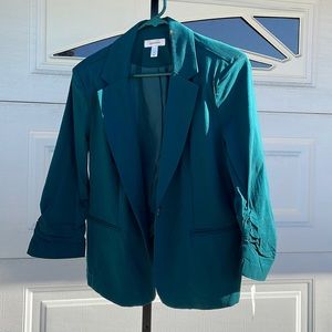 Dress Barn Blazer Green Ruched Sleeves XL